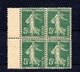 !!! 5 C SEMEUSE N°137  BLOC DE 4 IMPRESSION RECTO VERSO 2 EXEMPL **/ 2 EXEMPL * - Unused Stamps