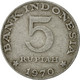 Indonésie, 5 Rupiah, 1970, TB, Aluminium, KM:22 - Indonesia