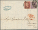 26689 Großbritannien: 1861/1869, Lot Of Three Entires To Italy, E.g. 1856 6d. Lilac, 1856 1s. Green Two Co - Autres & Non Classés