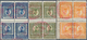 27078 Jugoslawien: 1921/1925, King Alexander-Vignettes Two Sets In Blocks Of Four With Inverted Gutter Pai - Lettres & Documents