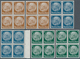 18100 Deutsches Reich - 3. Reich: 1933, Hindenburg II, 3 Pfg. - 30 Pfg. In 2 Postfrischen Viererblocks, Mi - Unused Stamps