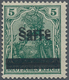 18926 Deutsche Abstimmungsgebiete: Saargebiet: 1920, Sarre-Germania 5 Pf. Dunkelopalgrün, Allseits Tadello - Other & Unclassified