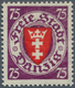 19078 Danzig: 75 Pfg. Wappen Dunkelviolettpurpur/dunkelrosa Auf Weiß, Postfrisch Pracht, Kurzbefund Oechsn - Other & Unclassified