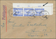19577 Feldpostmarken: 1942, Luft-Feldpostbrief Mit Drei Blauen Zulassungsmarken Vom Rechten Oberen Eckrand - Other & Unclassified