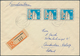 20269 DDR: 1963, 25 Pf Leipziger Herbstmesse, Senkr. 3er-Streifen Als Portogerechte MeF Auf Auslands-Einsc - Other & Unclassified