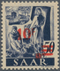 20699 Saarland (1947/56): "10 Fr. Auf 50 Pfg. Urdruck" Als Ungebrauchter Wert Mit Sehr Guter Zentrierung, - Unused Stamps