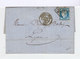 Montélimar Type Céres 25 C Bleu Oblitération Losange Gros Chiffres CAD Montélimar 1874 Sur Lettre. (501) - 1849-1876: Période Classique