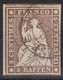 SUISSE STRUBEL 1856:  5 Rappen, Brun , Fil De Soie Noir (ZNr 22D), Oblitéré CAD - Used Stamps