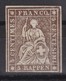 SUISSE STRUBEL 1857:  5 Rappen, Brun , Papier épais, Fil De Soie Vert (ZNr 22G), Neuf **, Forte Cote - Unused Stamps