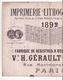 Buvard   IMPRIMERIE GERAULT  à Paris   Rue Montmorency    Année 1892    Grand Format    33 X 25 Cm - G