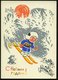 1963 UdSSR, 3 Kop. Bild-Ganzsache, Rakete, Grün: FROHE FESTTAGE! = 3 Hasen U. Skilaufendendes Kind, Ungebr. - Hase & Kan - Autres & Non Classés