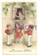 Bonne Fête. Enfant à Sa Fenêtre, Musiciens. Accordéon, Trompette, Mandoline. Signée Hannes Petersen. 1936 - Petersen, Hannes
