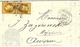 1868- Lettre à En-tête  De Paris Bt Mazas Affr. Paire N°21  Oblit. étoile 30 Pour Auxerre - 1849-1876: Période Classique