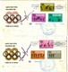 MEXICO Olympic Blocks On 4 Olympic Covers With First Day Cancels And Signature Of Designer Wyman - Summer 1968: Mexico City