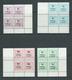 Tokelau 1967 Postal Fiscal Overprint Set Of 4 Both Line & Comb Perf Marginal Blocks Of 4 MNH / MLH - Tokelau