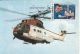 HELICOPTER, IAR-330, MEDIAS-SIBIU POSTAL FLIGHT, CM, MAXICARD, CARTES MAXIMUM, 1989, ROMANIA - Helicopters