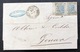 Italie Levant 1868 20c Bleu X2  De TUNISI Pour Genova Par La Voie Maritime Italienne Superbe ! - Amtliche Ausgaben