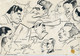 Dessin Original Signé PELLOS Coupe Davis 1946 30 X 25 Cm - Otros & Sin Clasificación