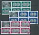 Cook Islands 1972 QEII Silver Wedding Coinage Set 7 In Blocks Of 5 + Label MNH / MLH - Cook Islands
