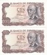 PAREJA CORRELATIVA DE 100 PTAS DEL AÑO 1970 SERIE 9A (SERIE SUSTITUCION) (SIN CIRCULAR-UNCIRCULATED)(BANK NOTE) - 100 Pesetas