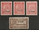 INDIA - TRAVANCORE 1943 VALUES TO  40ca ON ¾ch SG 73, 73e, 73f, 74 MOUNTED MINT Cat £10.40 - Travancore