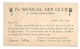 UX19 Musical Art Club Meeting Notice 1909 Philadelphia PA Machine Cancel Postal Card - Postal History