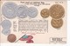 Post-card With National Fag. To Give Information About International Coinage- DOLLAR - U.S.A - Monete (rappresentazioni)