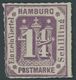 HAMBURG 20aII *, 1866, 11/4 S. Dunkelbraunviolett Mit Plattenfehler O In Postmarke Ausgefüllt, Falzrest, Links Unten Eck - Hamburg (Amburgo)