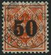 WÜRTTEMBERG 188 O, 1923, 50 Auf 25 Pf. Rotorange, Pracht, Fotoattest Klinkhammer, Mi. (1100.-) - Other & Unclassified