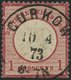 Dt. Reich 19IV O, 1872, 1 Gr. Rotkarmin Mit Plattenfehler Rahmen Links Neben TS In Deutsche Gebrochen, Zentrischer K1 GU - Gebraucht