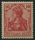 Dt. Reich 86Id **, 1913, 10 Pf. Schwärzlichrosa Friedensdruck, Postfrisch, Pracht, Fotoattest Jäschke-L., Mi. 500.- - Gebraucht