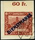 SAARGEBIET D 11IU BrfStk, 1922, 1 Fr. Diagonaler Aufdruck, Type I, Oberrandstück, Ungezähnt, Mit Rückdatiertem Stempel,  - Otros & Sin Clasificación