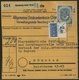 BUNDESREPUBLIK 134 Paar BRIEF, 1954, 50 Pf. Posthorn, 4x, Dabei Ein Dreierblock, Als Mehrfachfrankatur Auf Paketkarte Au - Usados