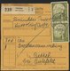 BUNDESREPUBLIK 194/5 BRIEF, 1958, 1 DM (2x) Und 2 DM Heuss, Je Als Mehrfachfrankatur Auf Paketkarte, 3 Karten Feinst (Ma - Gebraucht