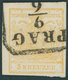 ÖSTERREICH BIS 1867 1Yb O, 1854, 1 Kr. Ockergelb, Maschinenpapier, Type Ib, R4 PRAG, Pracht, Fotobefund Dr. Ferchenbauer - Other & Unclassified