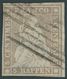 SCHWEIZ BUNDESPOST 13IIAzm O, 1854, 5 Rp. Mittelgraubraun, Seidenpapier, Berner Druck II,(Zst. 22F), Klischeefalte (SH:  - 1843-1852 Federal & Cantonal Stamps