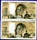 LOT 2 BILLETS 500FR PASCAL - 500 F 1968-1993 ''Pascal''