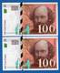 100  Fr  Suite  2  Billets  1998 - 100 F 1997-1998 ''Cézanne''