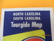 Carte Routiére/GULF/Tourguide Map/usa/North CAROLINA/South CAROLINA/ Rand Mc Nally& Co/Chicago/1950        PGC224 - Cartes Routières