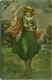 BOMPARD SIGNED POSTCARD 1910s - WOMAN WITH GREEN DRESS & FLOWERS - N.945 (529) - Andere & Zonder Classificatie