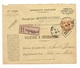 Recouvrement Enveloppe N°1488 Saint Brieuc  TAD 25/11/1918 N° 141 30 C Orange Semeuse Enveloppe Entière Rare Et TTB - 1877-1920: Periodo Semi Moderno