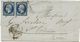 LETTRE AFFRANCHIE PAIRE N° 14  BLEU FONCE  - CAD LYON 1856 TTB - 1849-1876: Classic Period