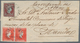 00398 Philippinen: 1856/61, 5 Cuartos Dark Vermilion, Pair And 2 Real Carmine On Bluish Pape Tied "MANILA - Filippijnen