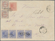 00411 Philippinen: 1881/88, 2cts Rose, 2 4/8 Cts. Blue (horizontal Strip-4) And 6 2/8 Cens On 12 4/8 Grey - Philippines