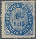 00421 Portugiesisch-Indien: 1871, Type II, 40 R. Blue On Striped Paper, Double Impression Of Value, Unused - Portugiesisch-Indien