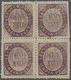 00433 Portugiesisch-Indien: 1873, Type IA, 900 R. Dark Violet, A Block Of Four, 1 Double Impression Of Val - Portugiesisch-Indien