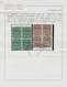 00479 Britische Südafrika-Gesellschaft: 1892, £5 Sage-green And £10 Brown, Two Marginal Blocks Of Four, Un - Non Classés
