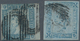 00492 Mauritius: 1859 'Lapirot' 2d. Blue Two Singles, One Of Intermediate Impression, The Other Of Worn Im - Maurice (...-1967)