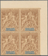 00509 Guadeloupe: 1892, Complete Serie Of Definitives From 1 C To 1 F, In Total 13 Blocks Of 4, Printed On - Storia Postale