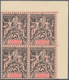 Delcampe - 00509 Guadeloupe: 1892, Complete Serie Of Definitives From 1 C To 1 F, In Total 13 Blocks Of 4, Printed On - Storia Postale